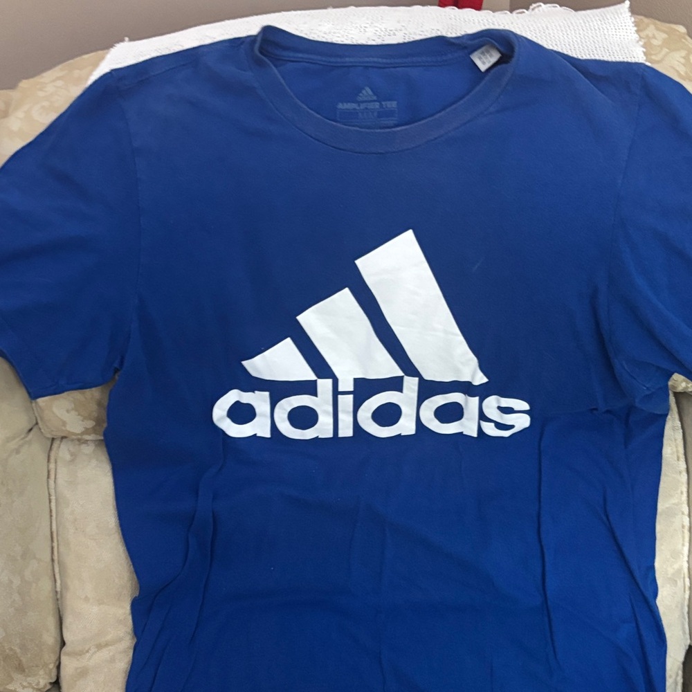adidas Blue and White Short Sleeve Tee